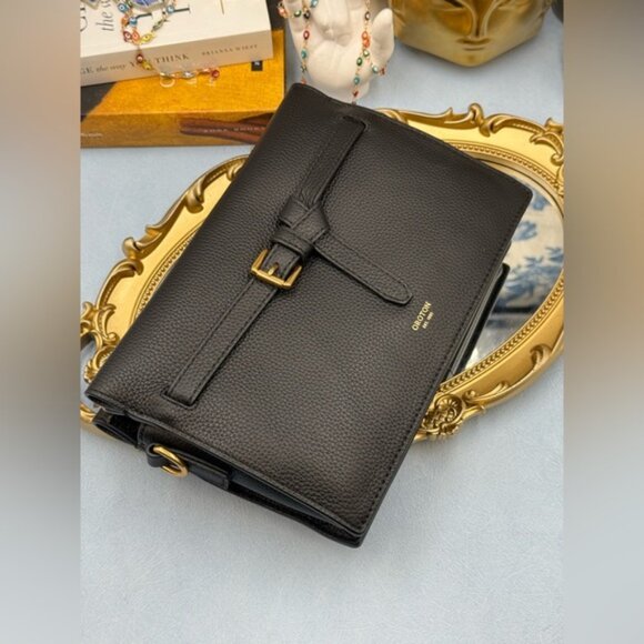 🆕 OROTON 🧿 NWOT Margot Crossbody, Black Pebble Leather - Picture 4 of 16